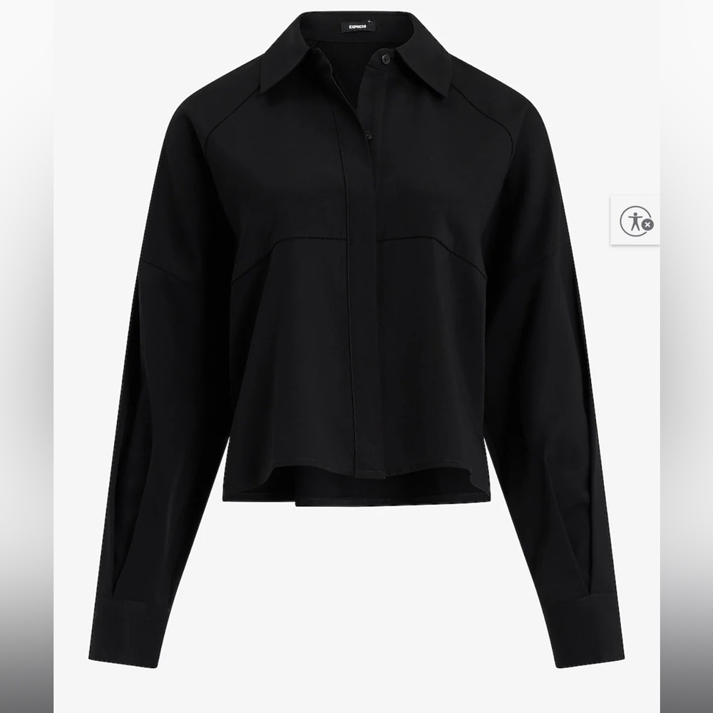 New black cropped button up size Large